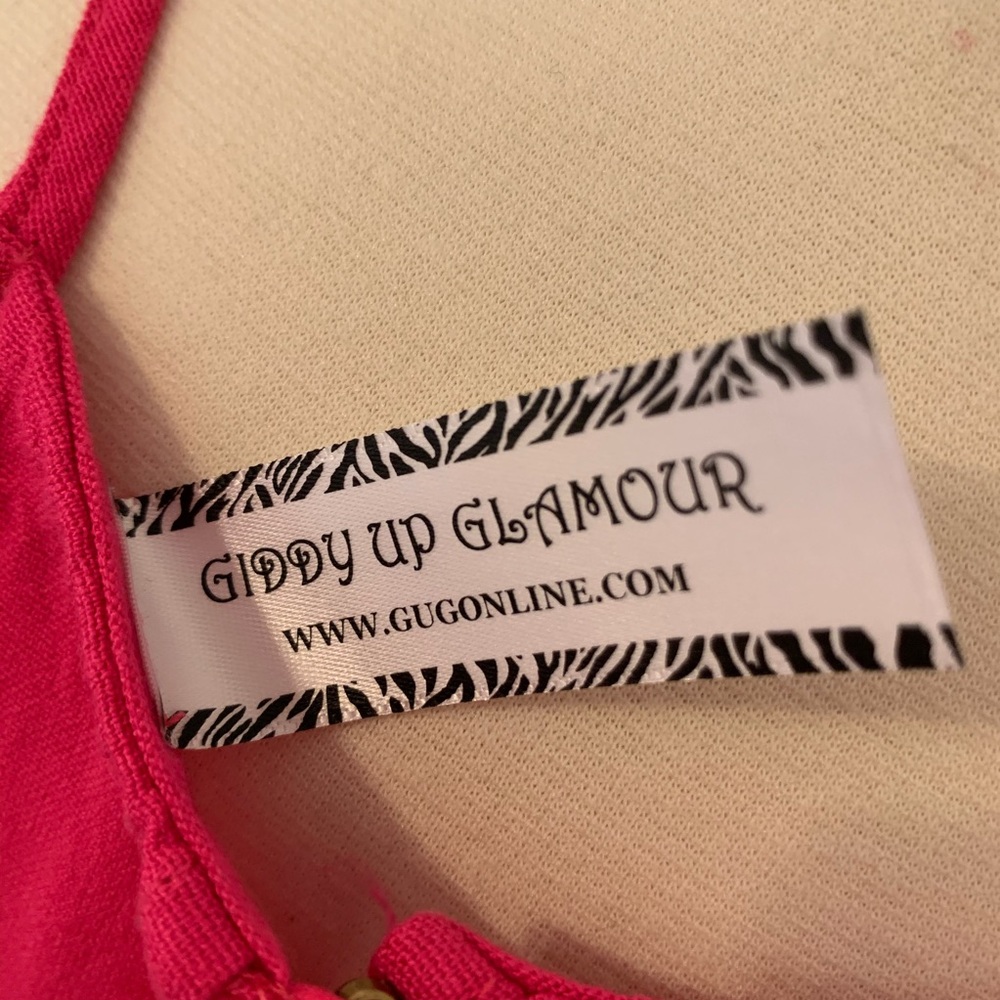 GIDDY UP GLAMOUR Hot Pink Fringe Halter Top - Picture 8 of 9